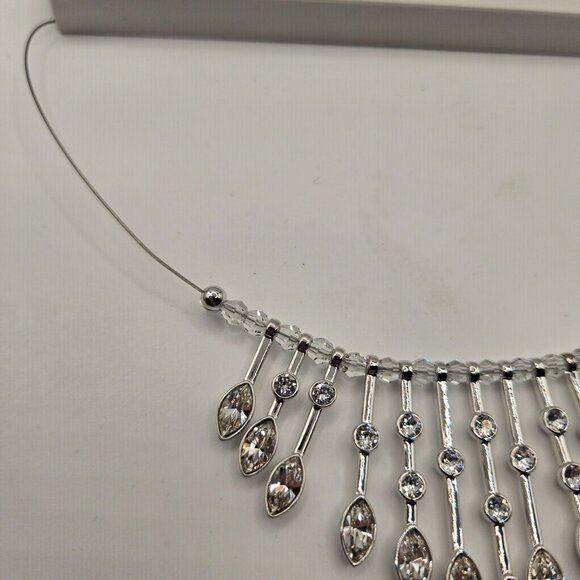 Crystallized Swarovski Elegant Silver Tone Bib Necklace Crystal $129 - Picture 3 of 5